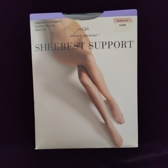 JCPenney East 5th Sheer Pantyhose Plus Size 4X Taupe Control Top Sheer Toe new - Picture 2 of 4